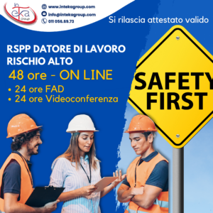 Formazione RSPP Datore di Lavoro - Rischio Alto - Blanded